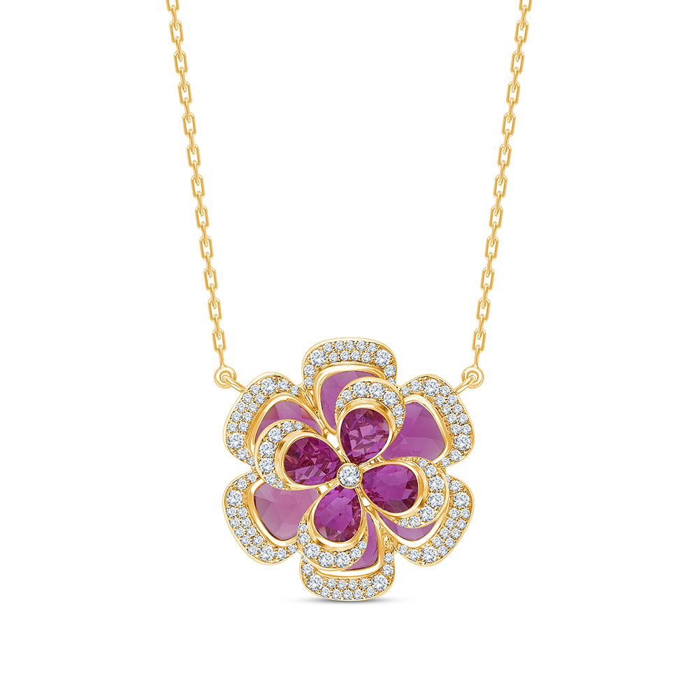 Pear Cut Semi Precious Stone Flower Pendant