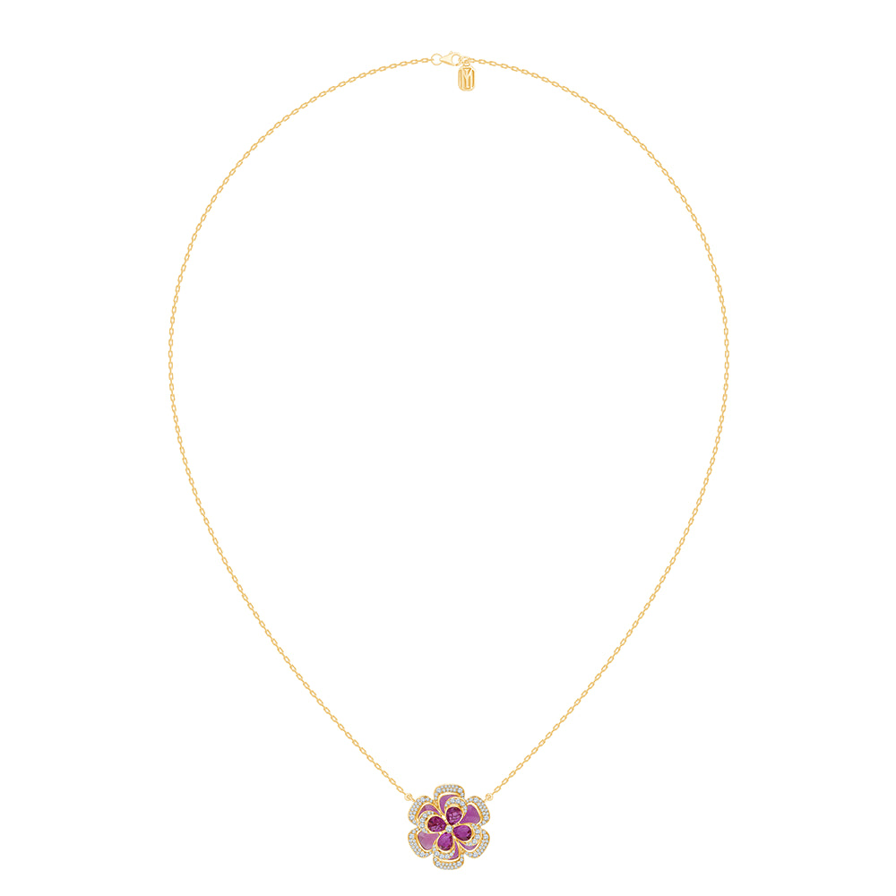 Pear Cut Semi Precious Stone Flower Pendant