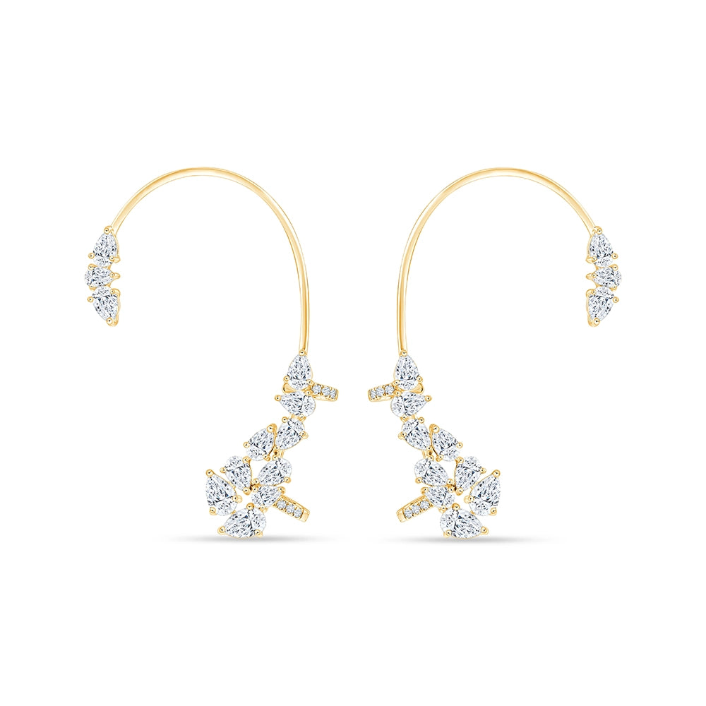Pear Cut Crawler Earrings