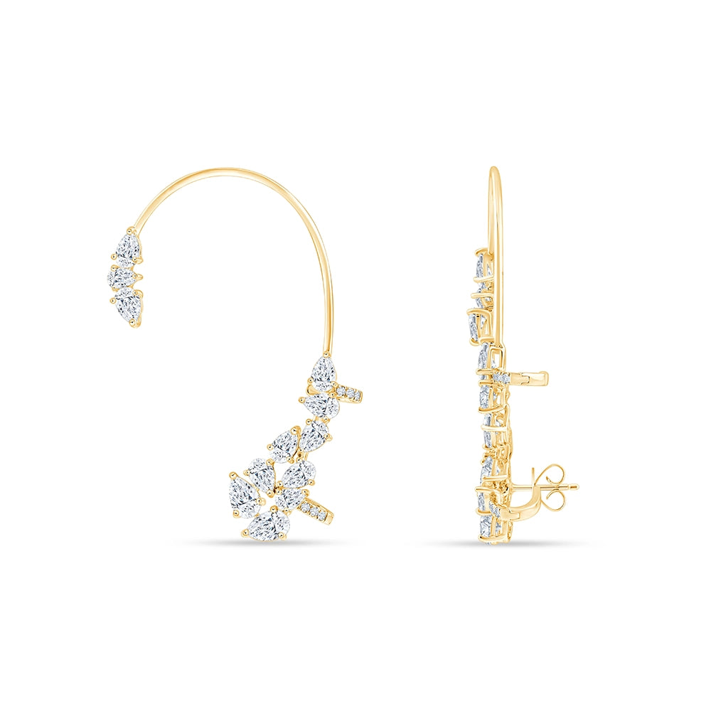 Pear Cut Crawler Earrings