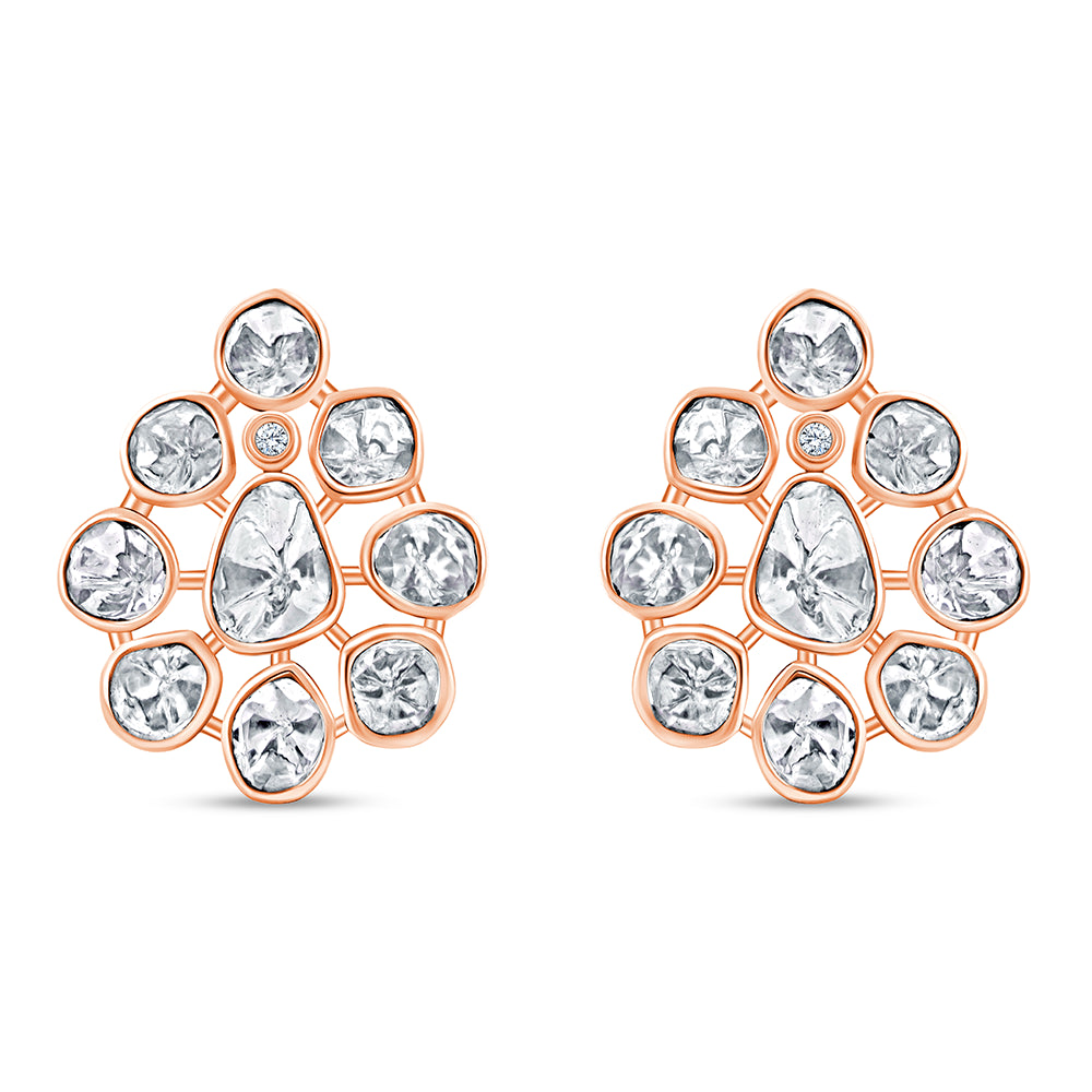 Polki Pear Motif Stud Earrings