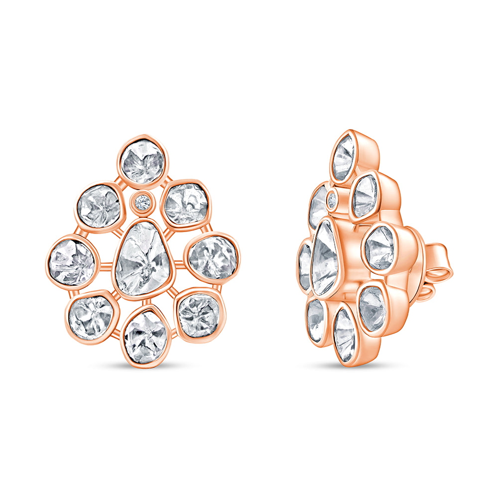 Polki Pear Motif Stud Earrings