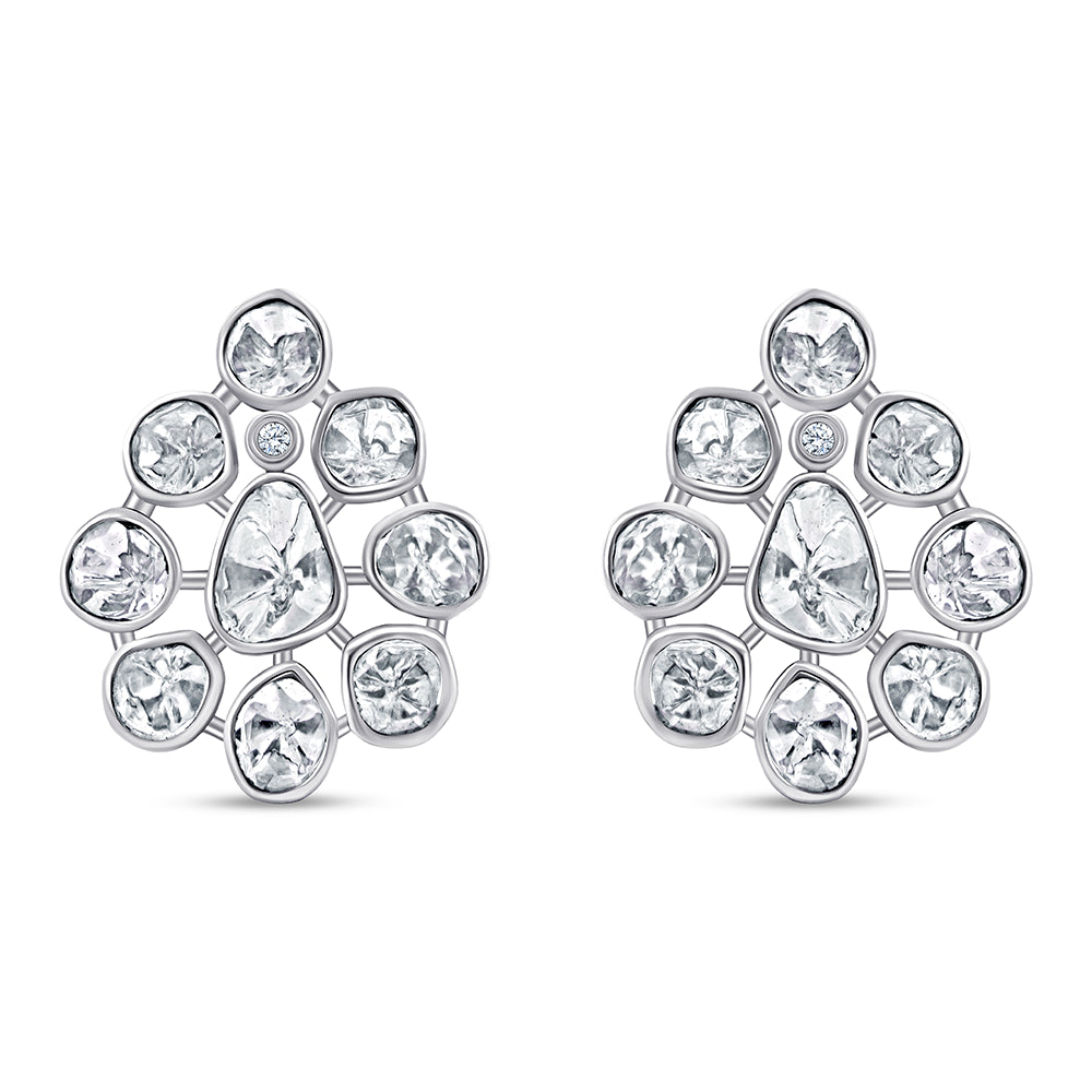 Polki Pear Motif Stud Earrings
