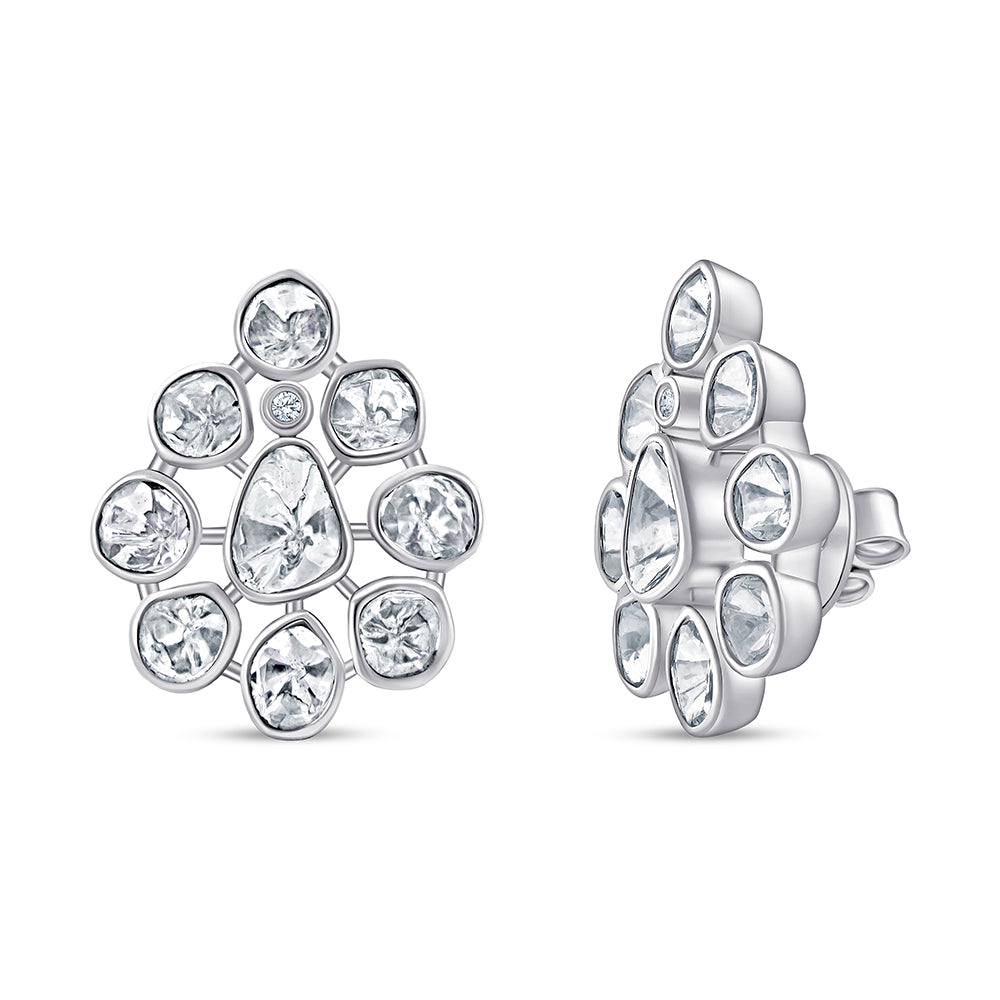 Polki Pear Motif Stud Earrings