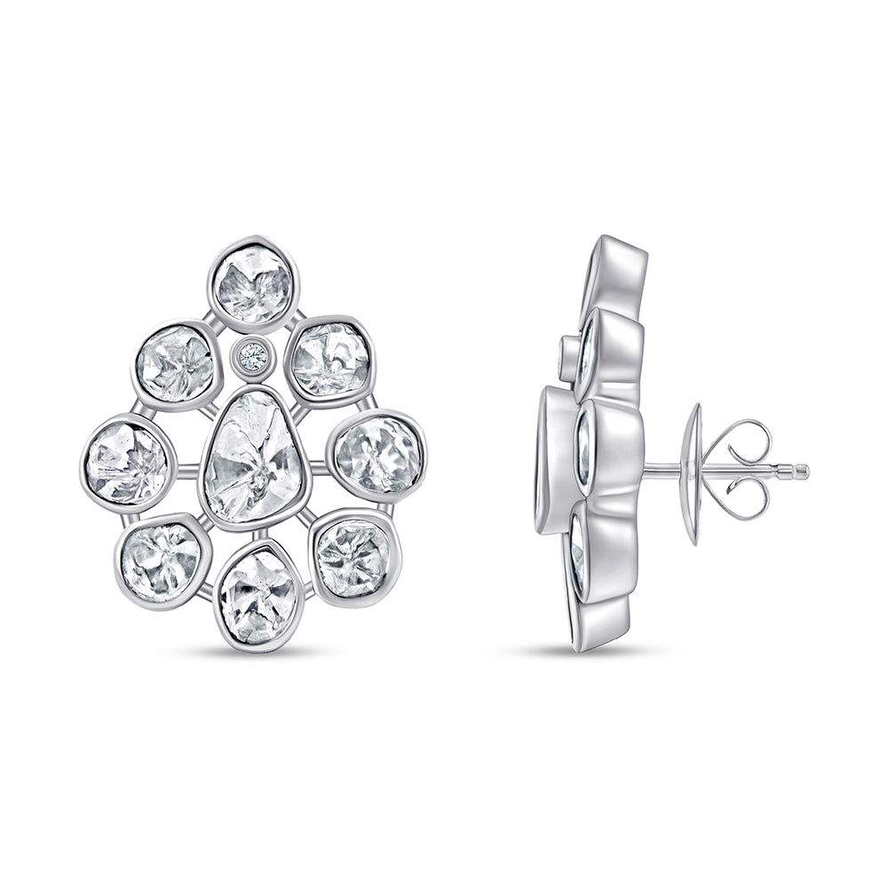 Polki Pear Motif Stud Earrings