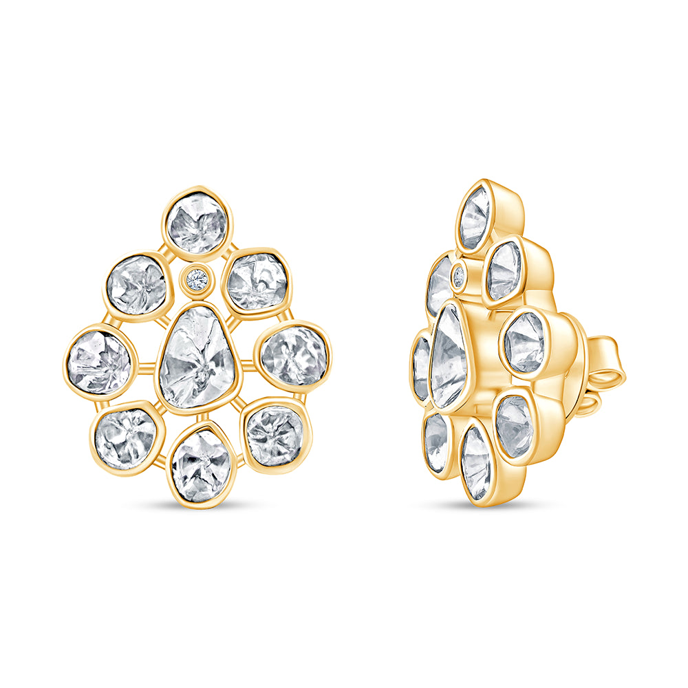 Polki Pear Motif Stud Earrings