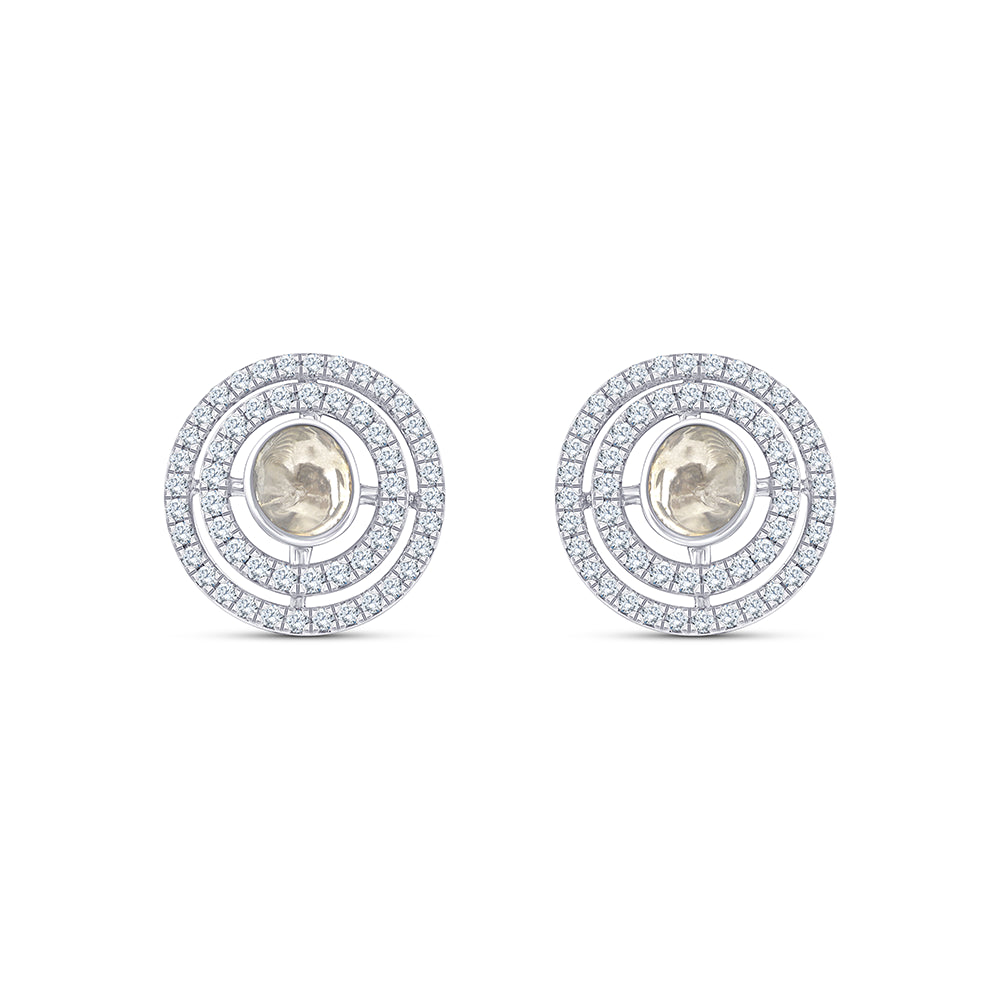 Polki Double Halo Stud Earrings