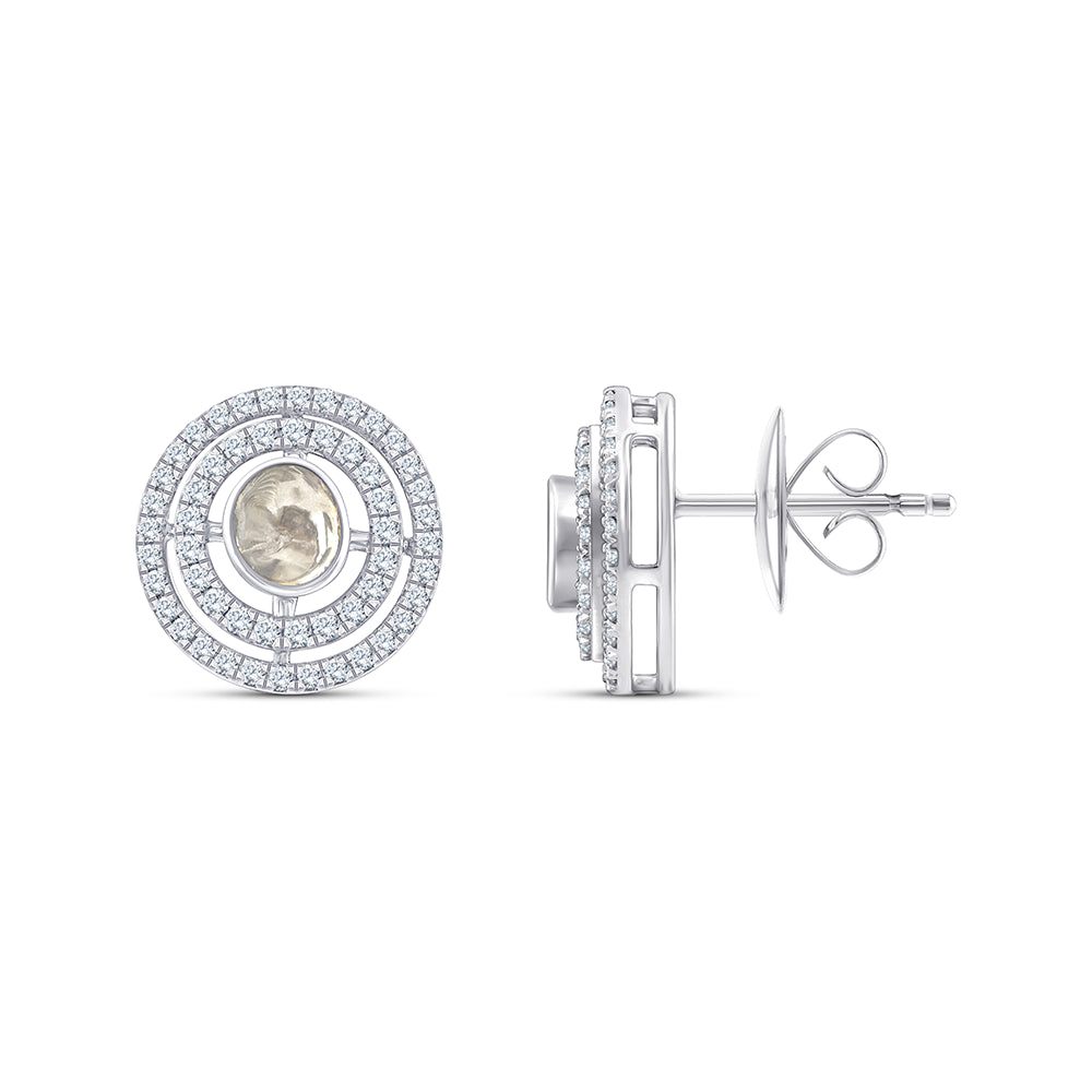 Polki Double Halo Stud Earrings