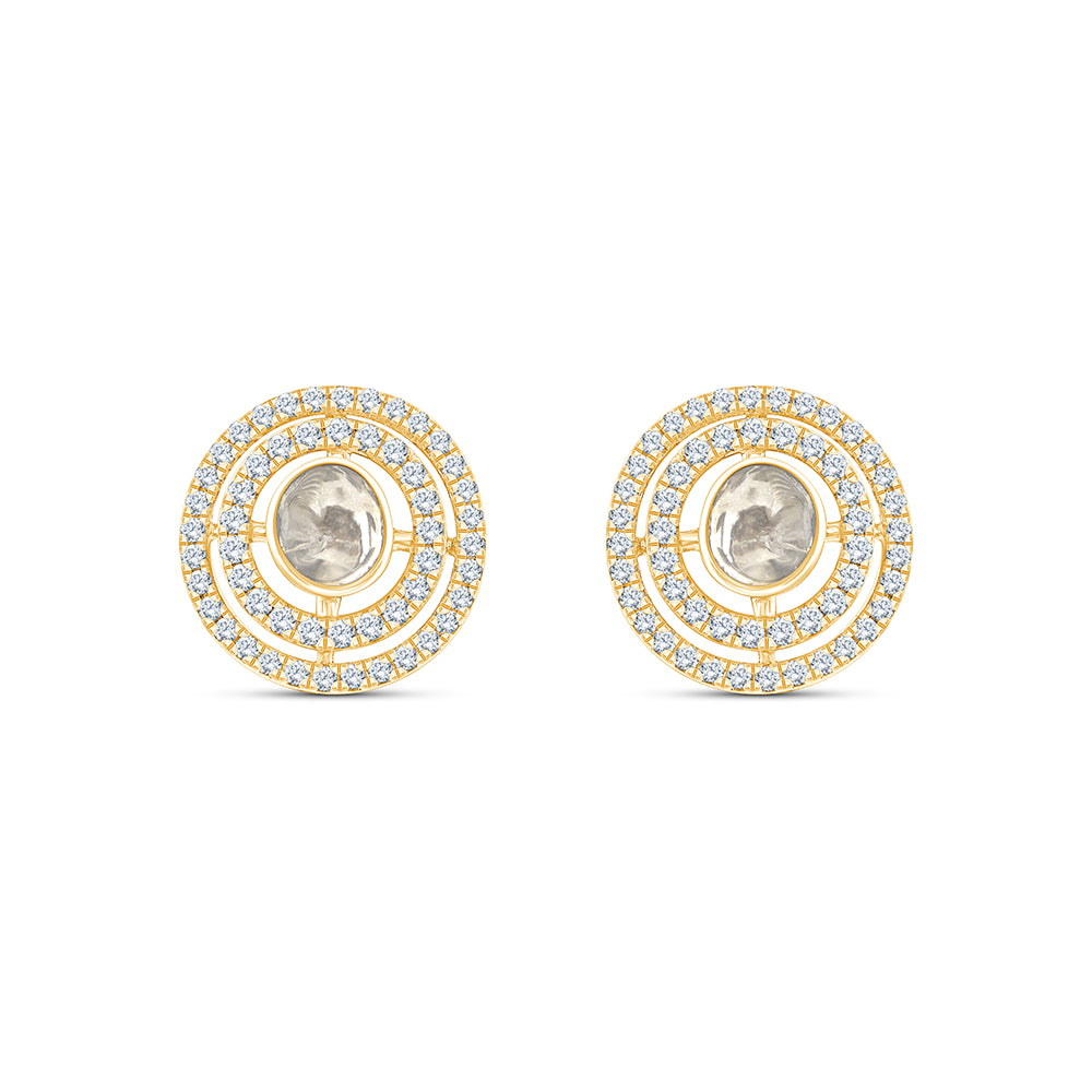 Polki Double Halo Stud Earrings