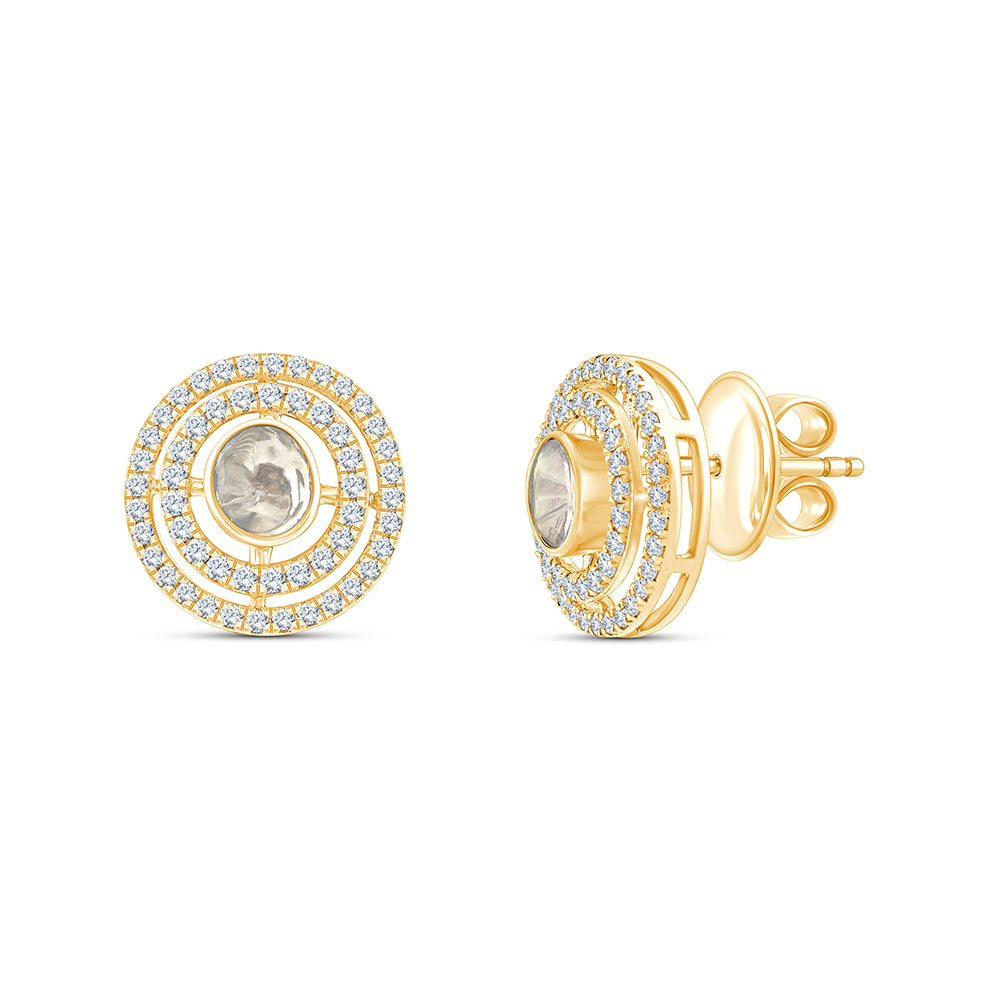 Polki Double Halo Stud Earrings