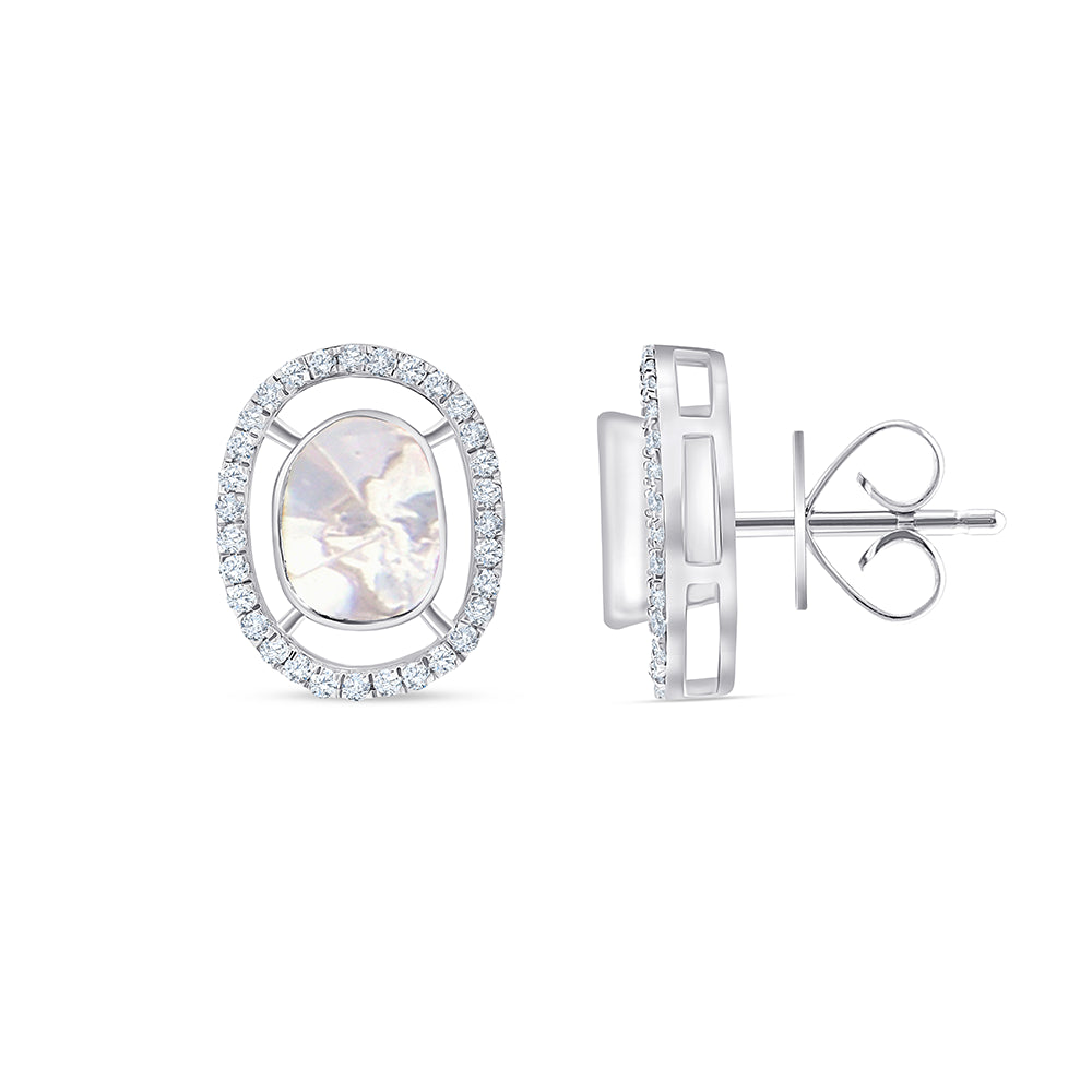 Polki Oval Frame Stud Earrings