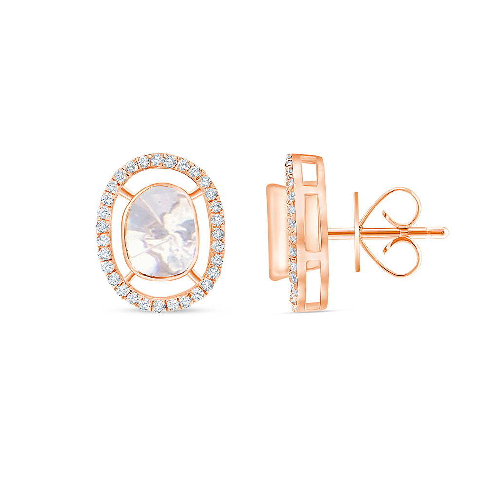 Polki Oval Frame Stud Earrings