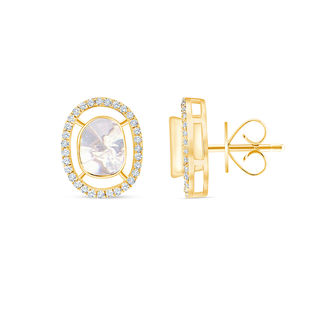 Polki Oval Frame Stud Earrings