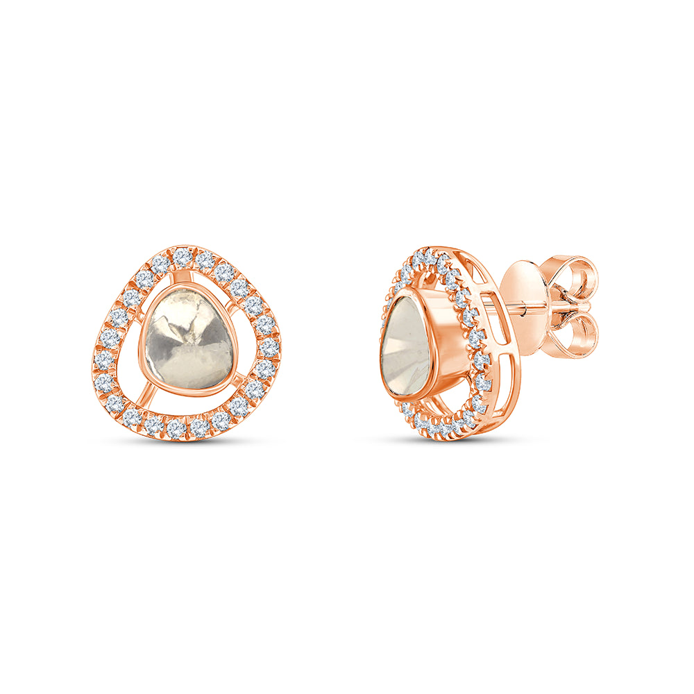 Polki Halo Stud Earrings
