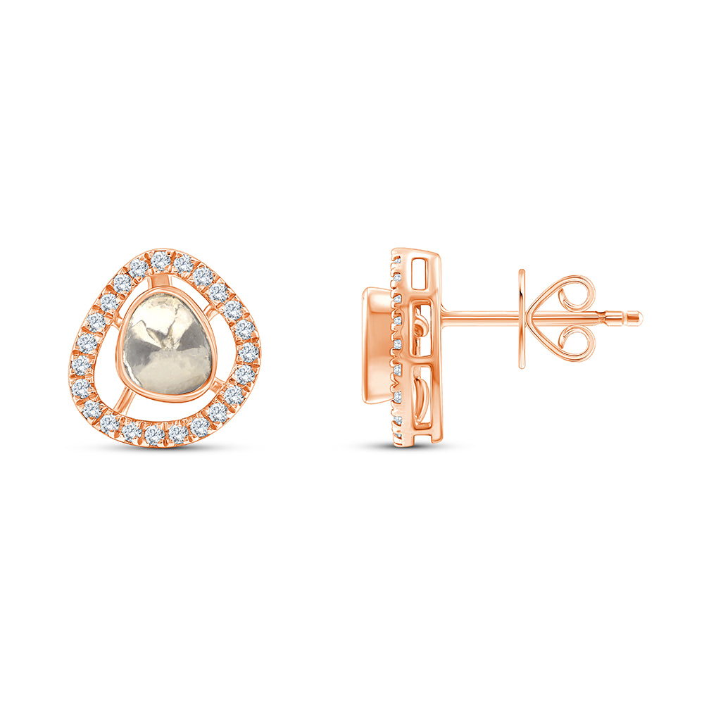 Polki Halo Stud Earrings