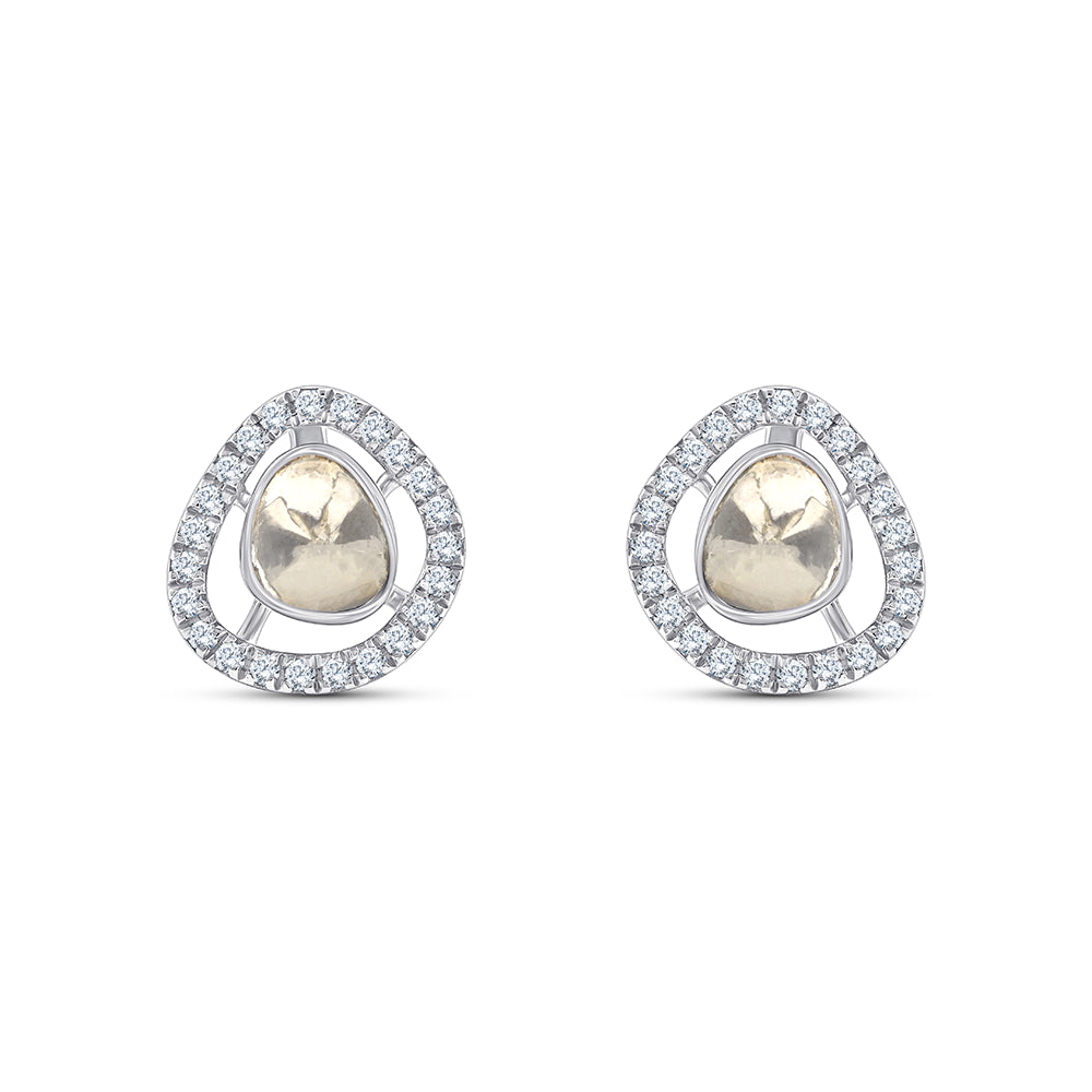 Polki Halo Stud Earrings