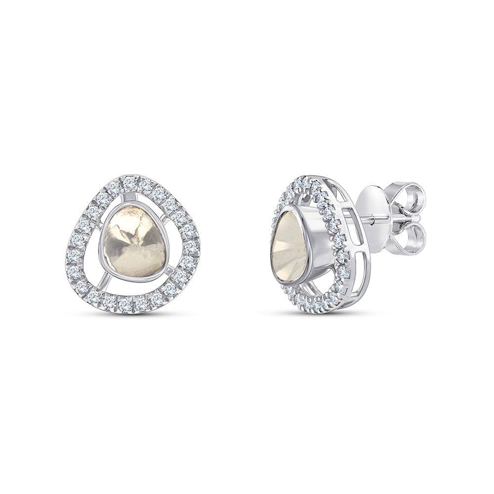 Polki Halo Stud Earrings