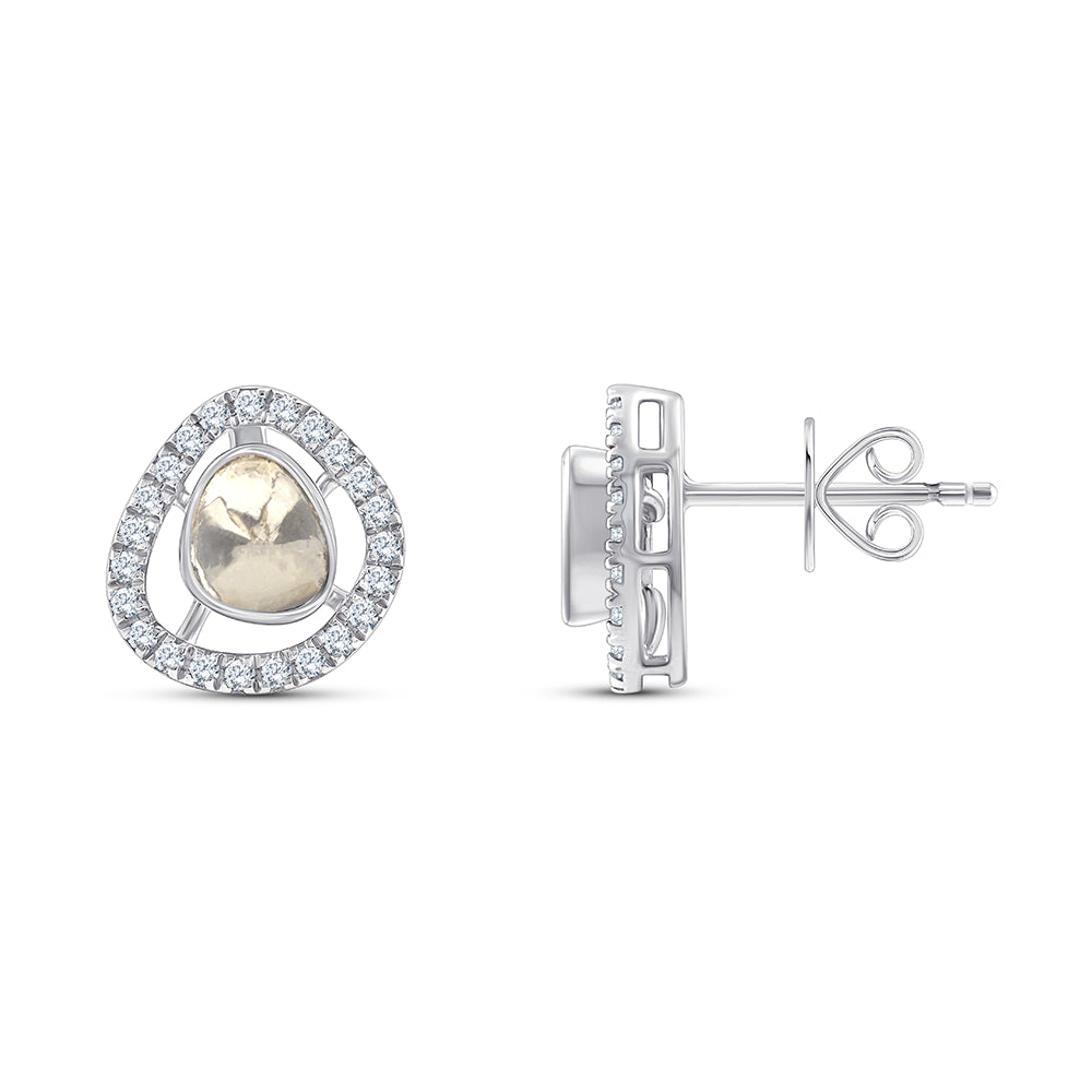 Polki Halo Stud Earrings