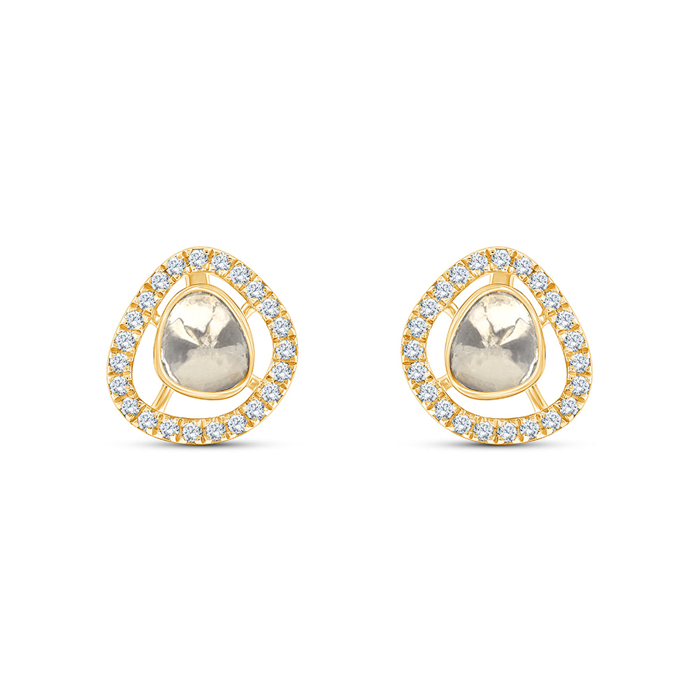 Polki Halo Stud Earrings