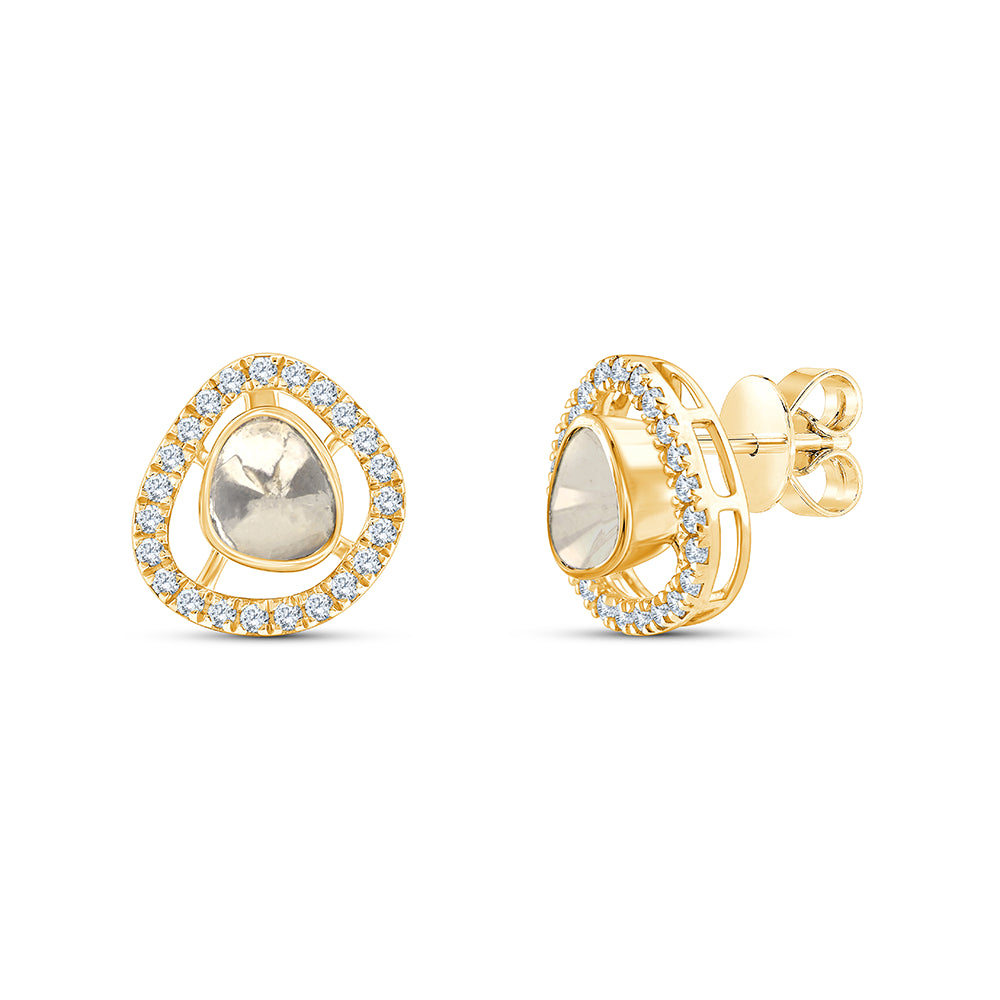 Polki Halo Stud Earrings