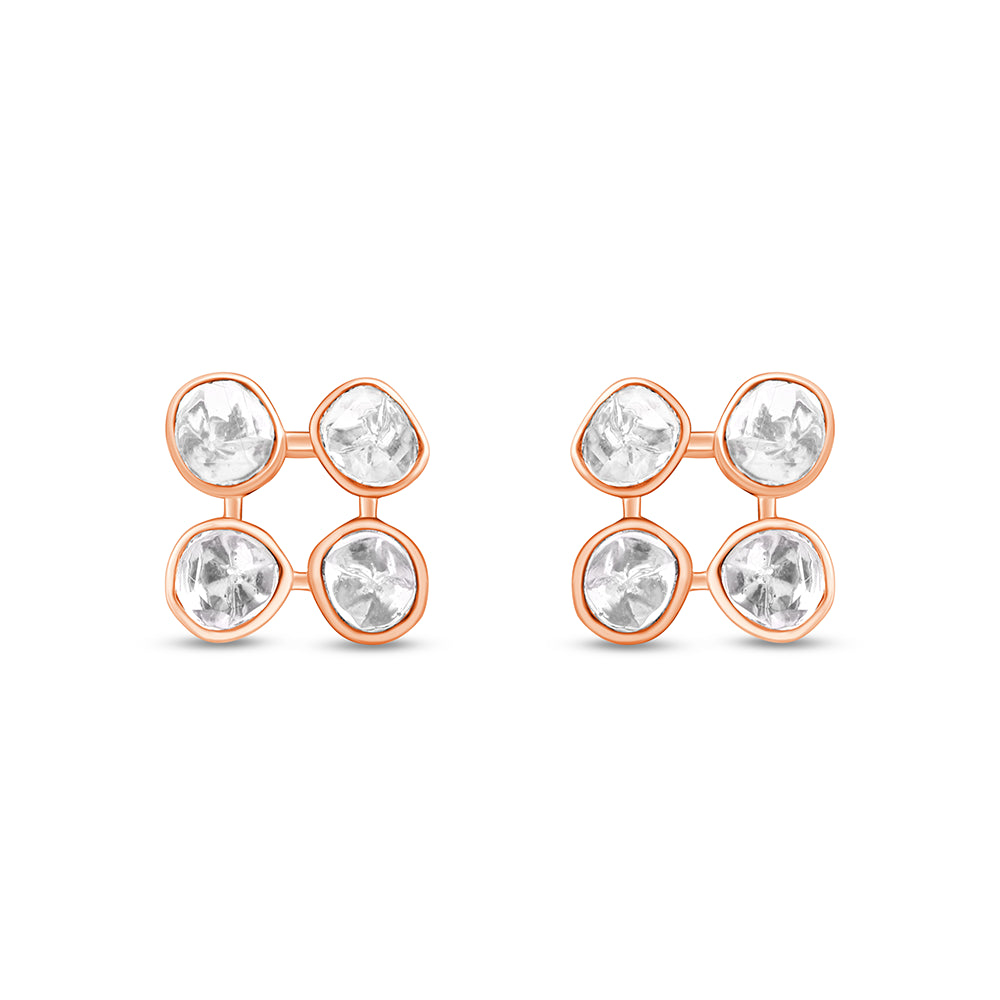 Polki Clover Stud Earrings