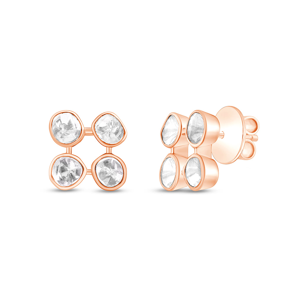 Polki Clover Stud Earrings