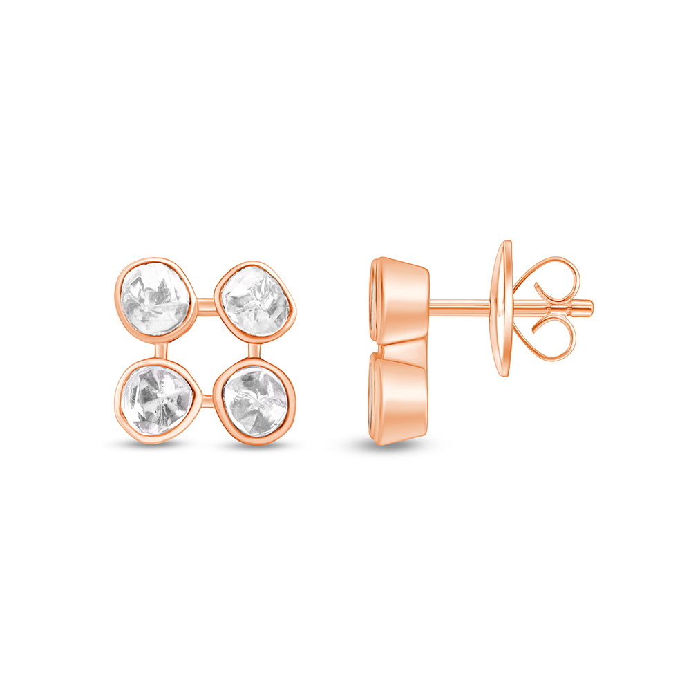 Polki Clover Stud Earrings