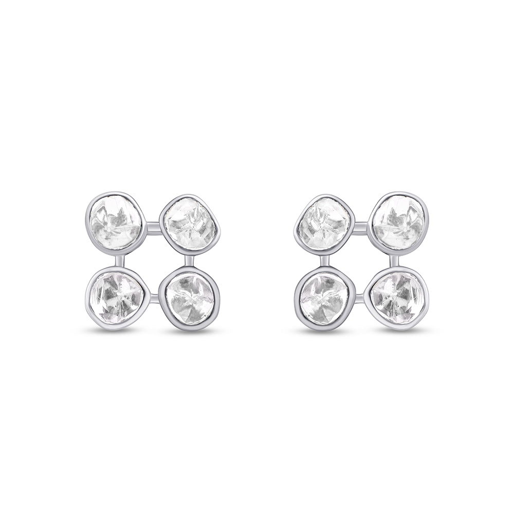 Polki Clover Stud Earrings