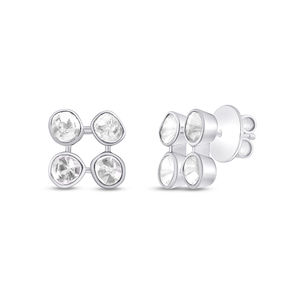 Polki Clover Stud Earrings
