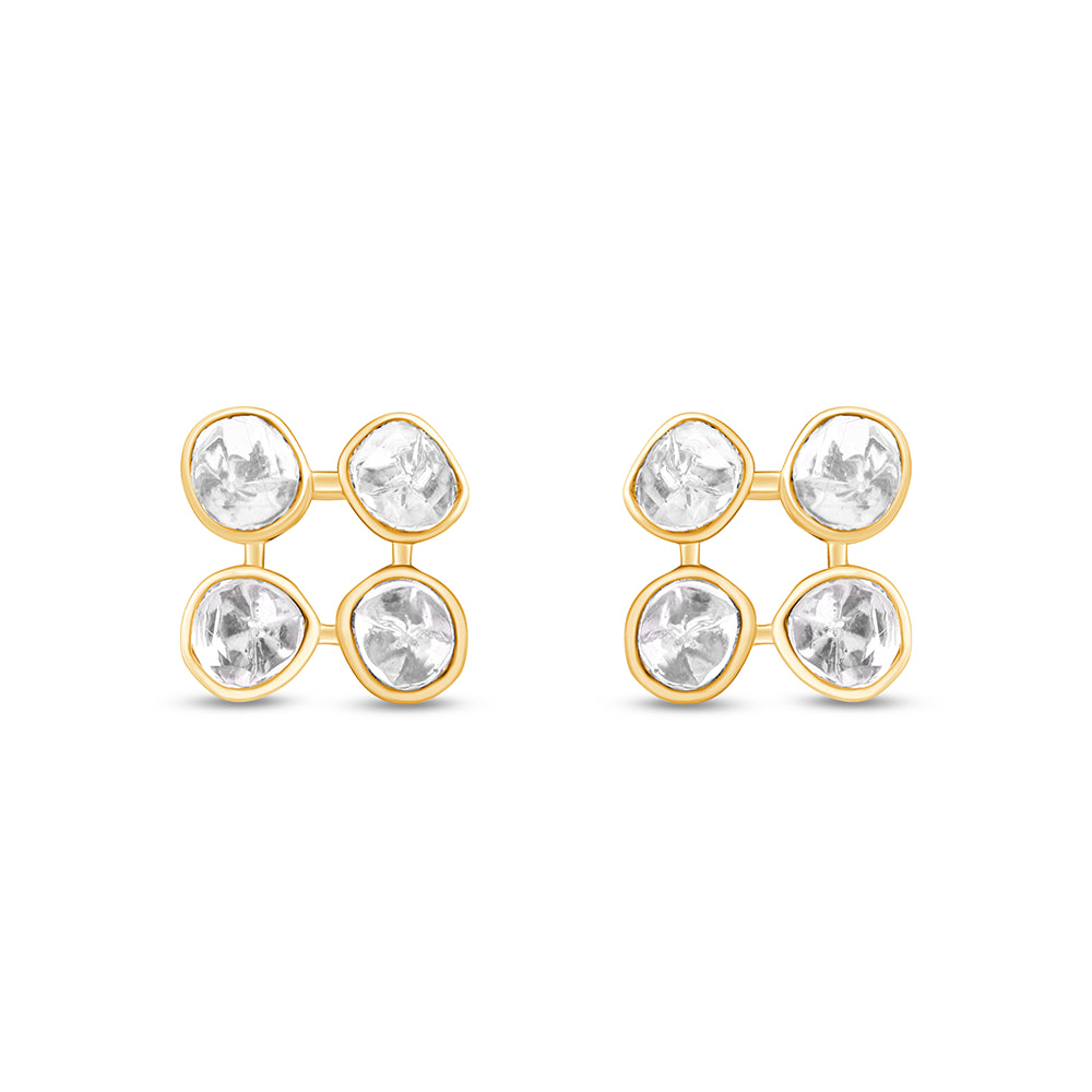 Polki Clover Stud Earrings