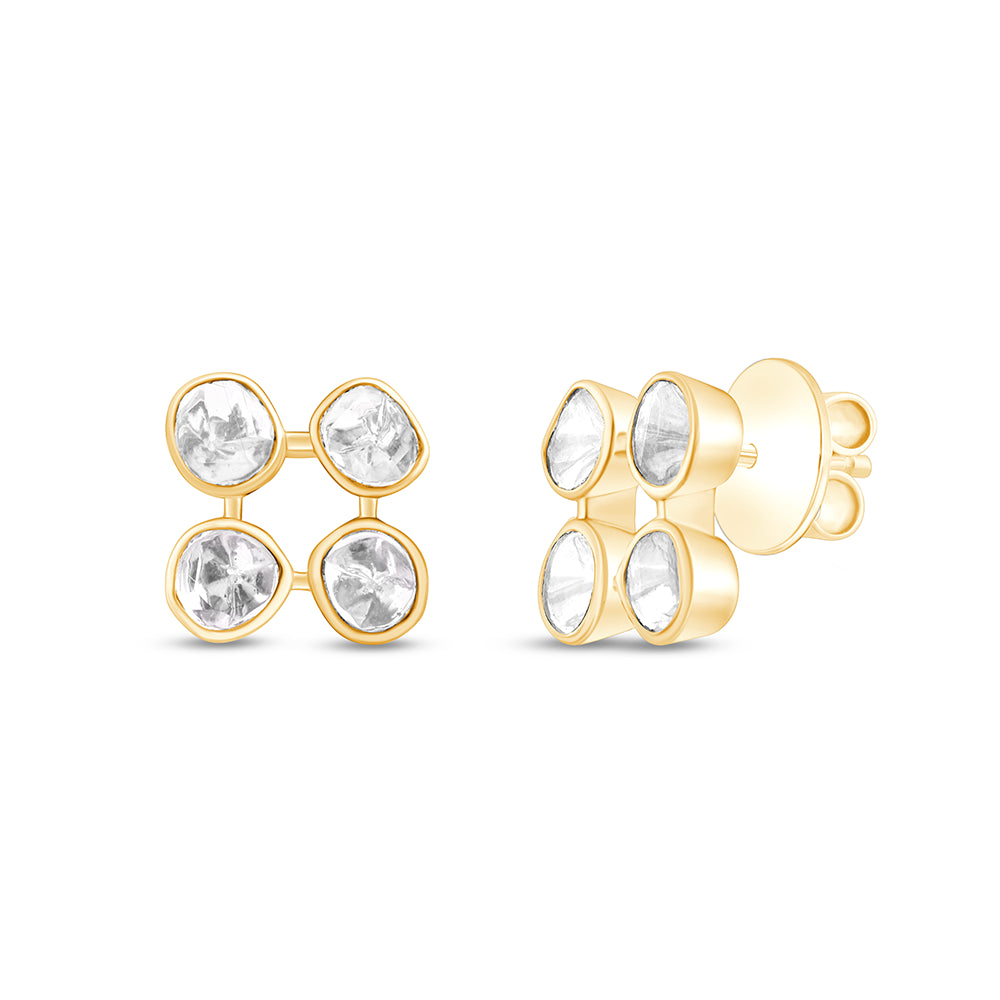 Polki Clover Stud Earrings