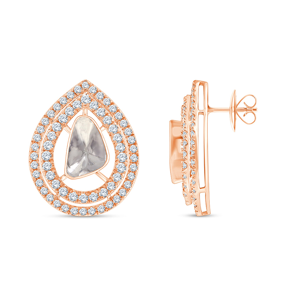 Polki Double Halo Stud Earrings