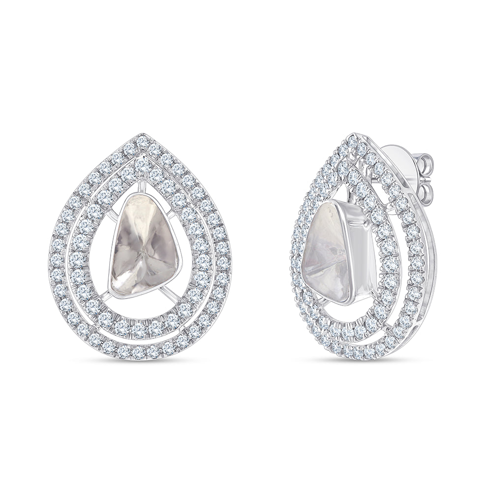 Polki Double Halo Stud Earrings
