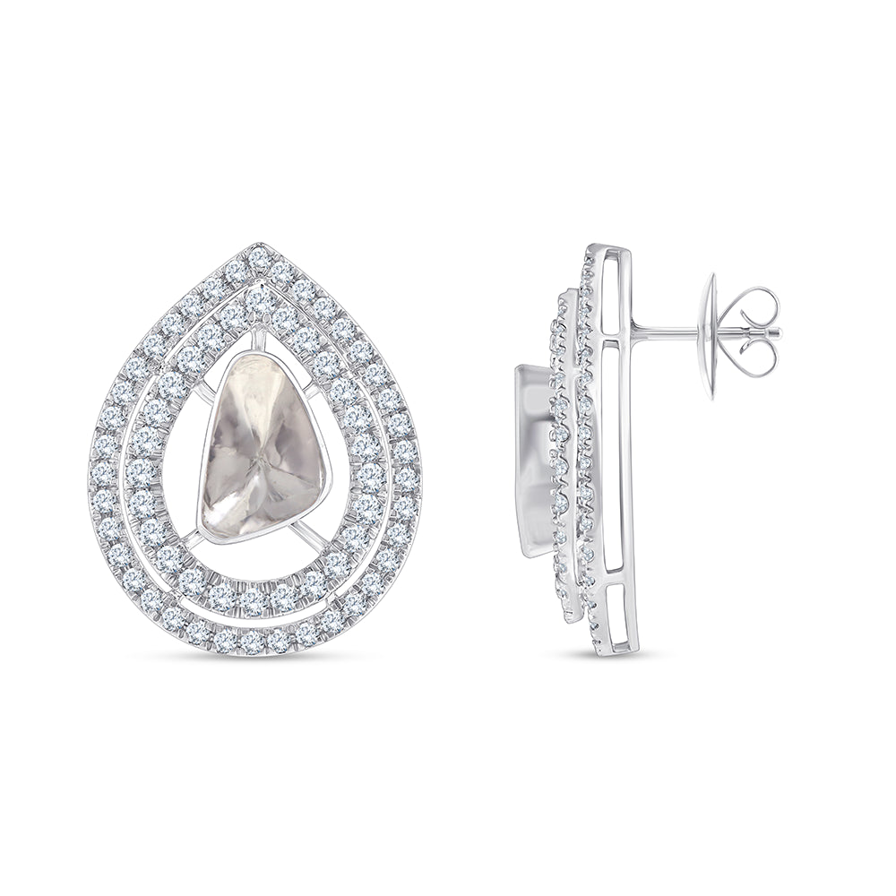 Polki Double Halo Stud Earrings