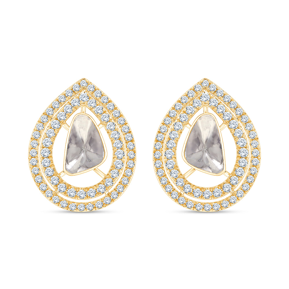 Polki Double Halo Stud Earrings