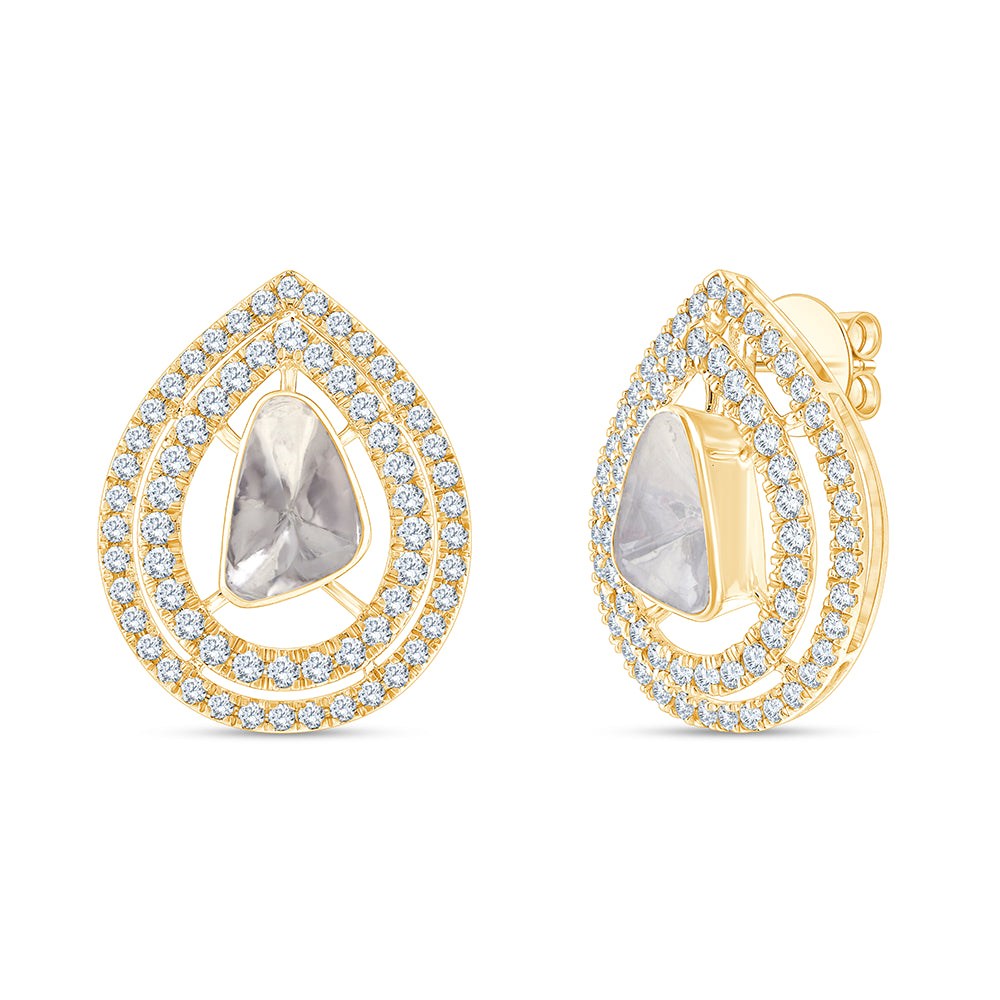 Polki Double Halo Stud Earrings