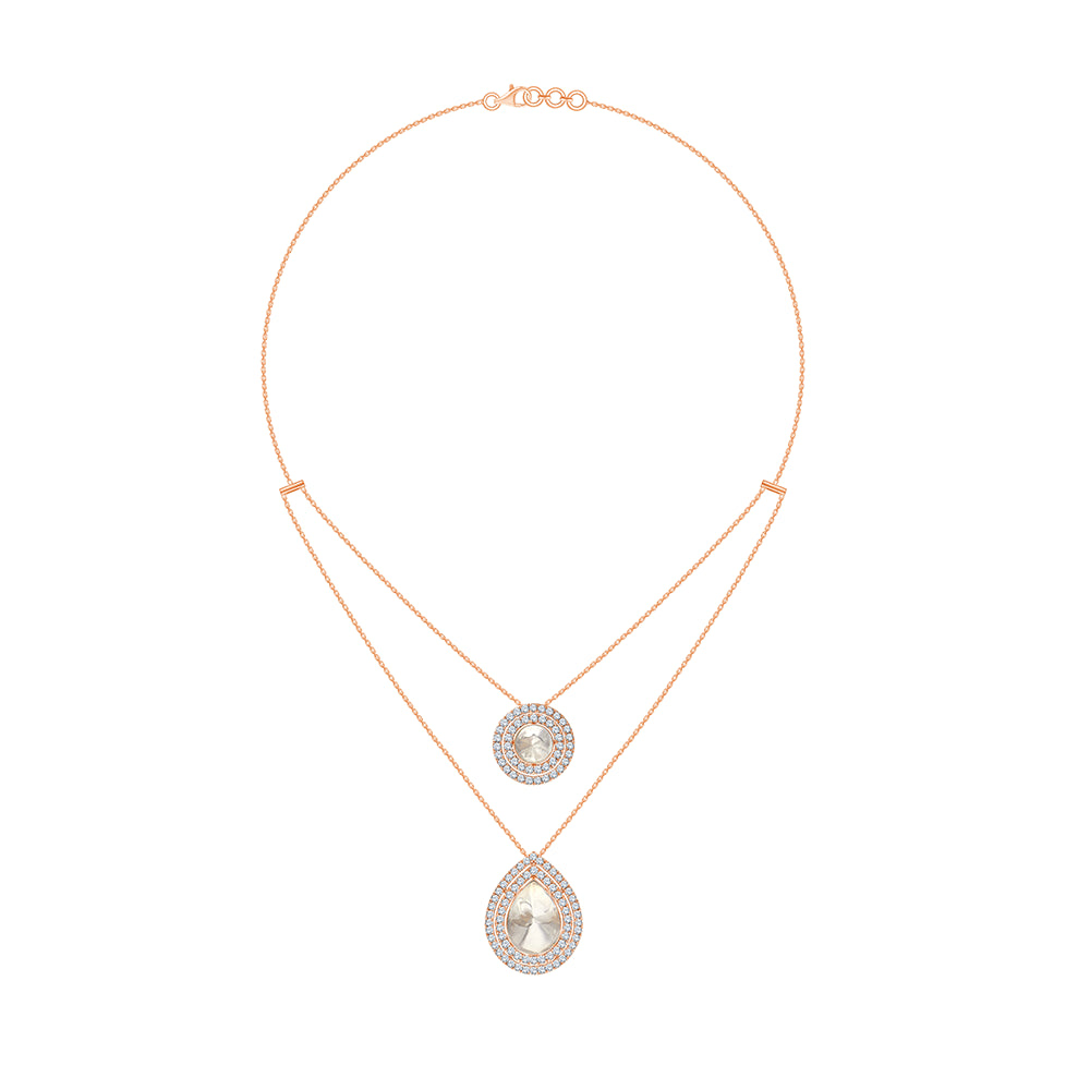 Polki Double Halo Layered Necklace