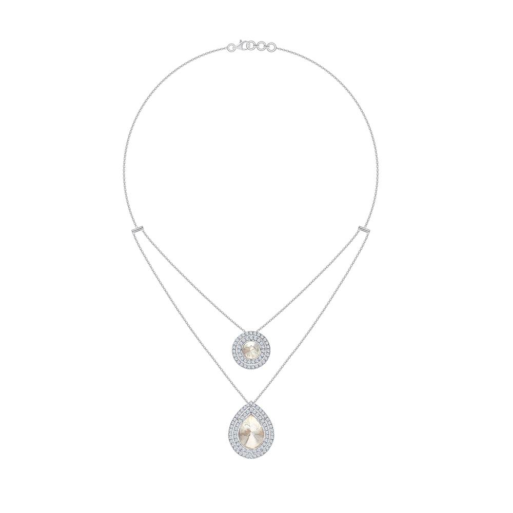 Polki Double Halo Layered Necklace