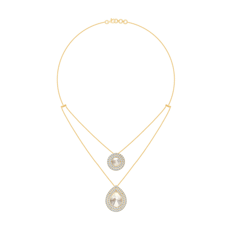 Polki Double Halo Layered Necklace