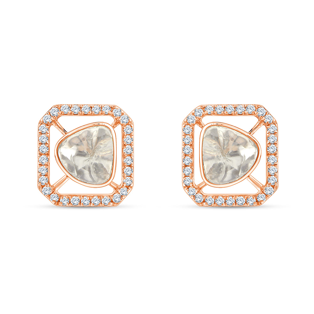 Polki Cushion Frame Stud Earrings