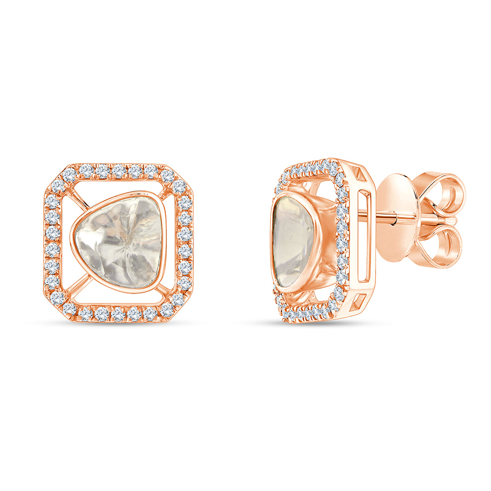 Polki Cushion Frame Stud Earrings