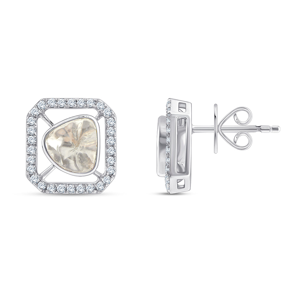 Polki Cushion Frame Stud Earrings
