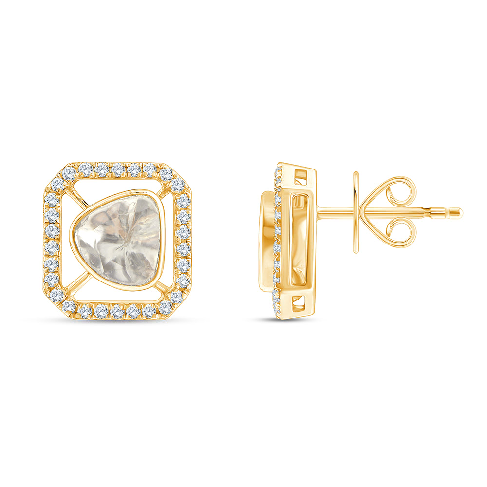 Polki Cushion Frame Stud Earrings