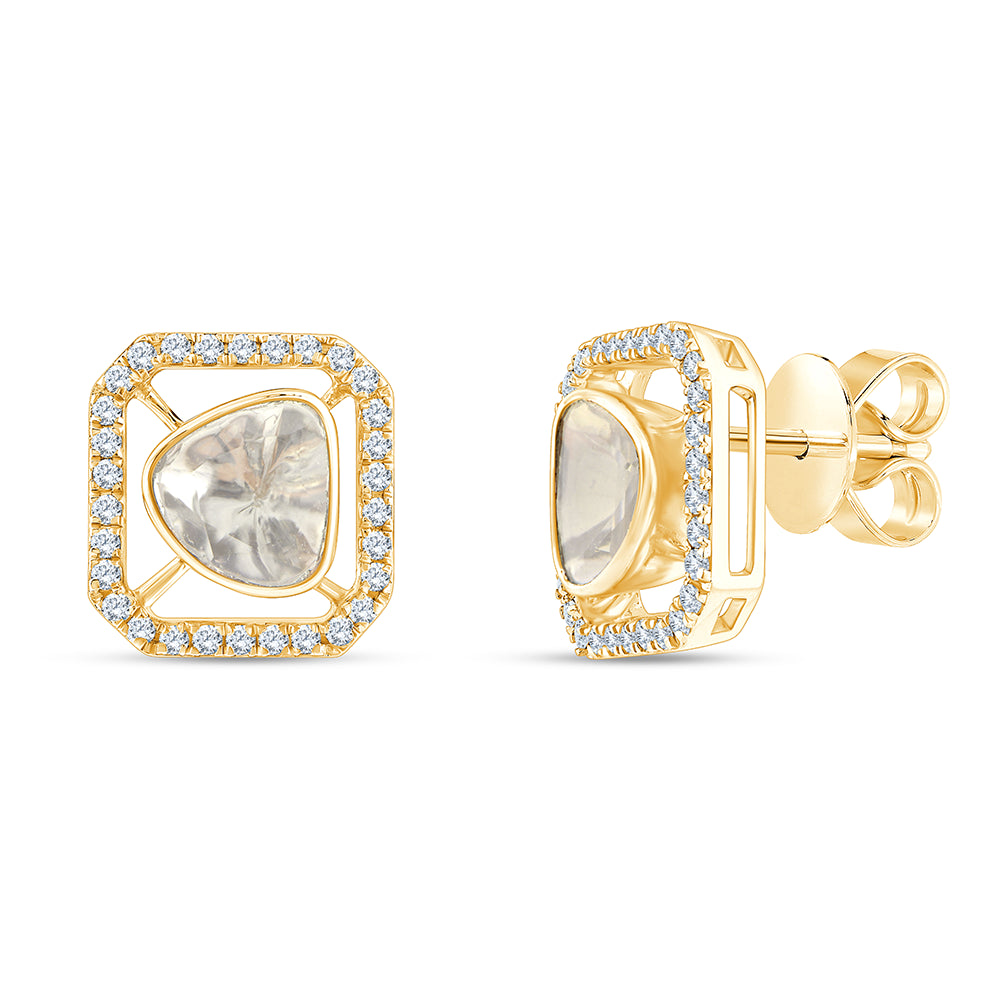 Polki Cushion Frame Stud Earrings