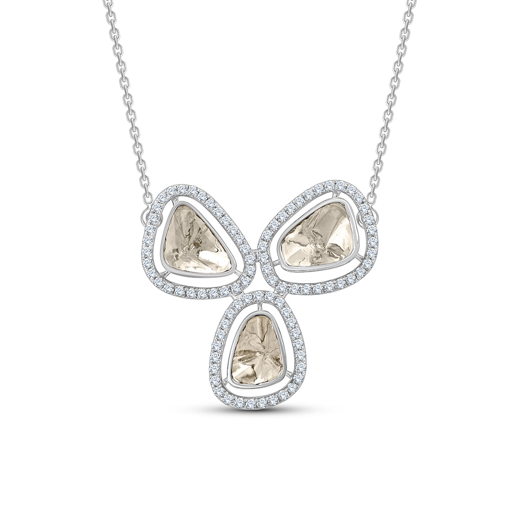 Polki Trio Halo Pendant