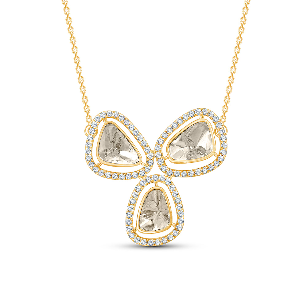 Polki Trio Halo Pendant