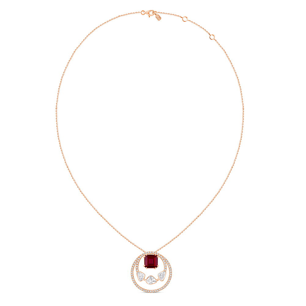 Square Octagon Cut Semi Precious Stone Circle Pendant