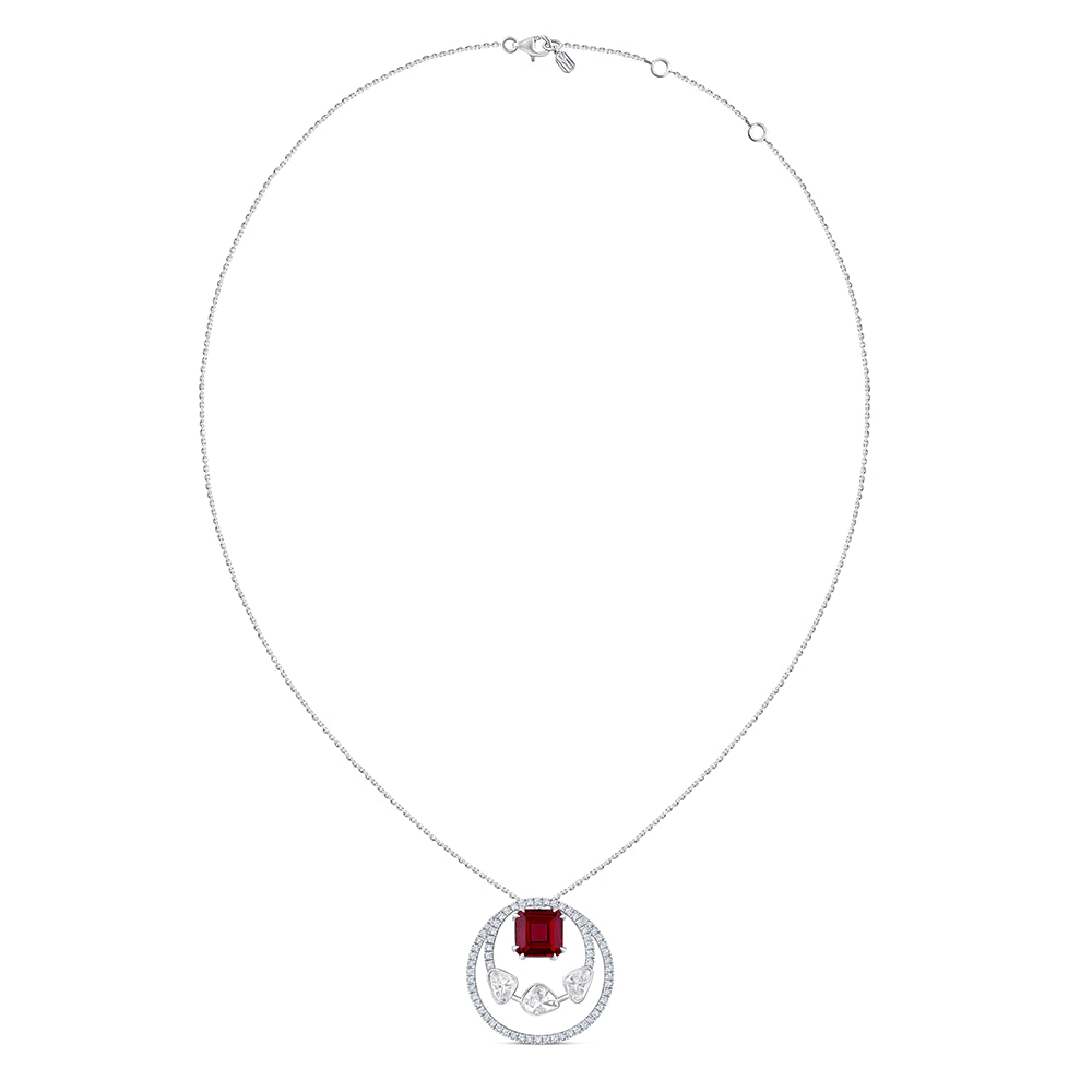Square Octagon Cut Semi Precious Stone Circle Pendant