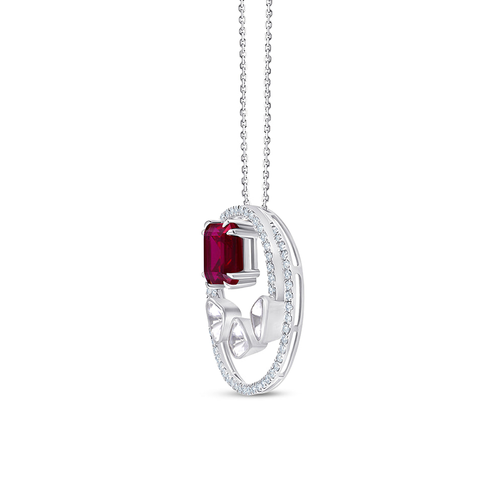 Square Octagon Cut Semi Precious Stone Circle Pendant