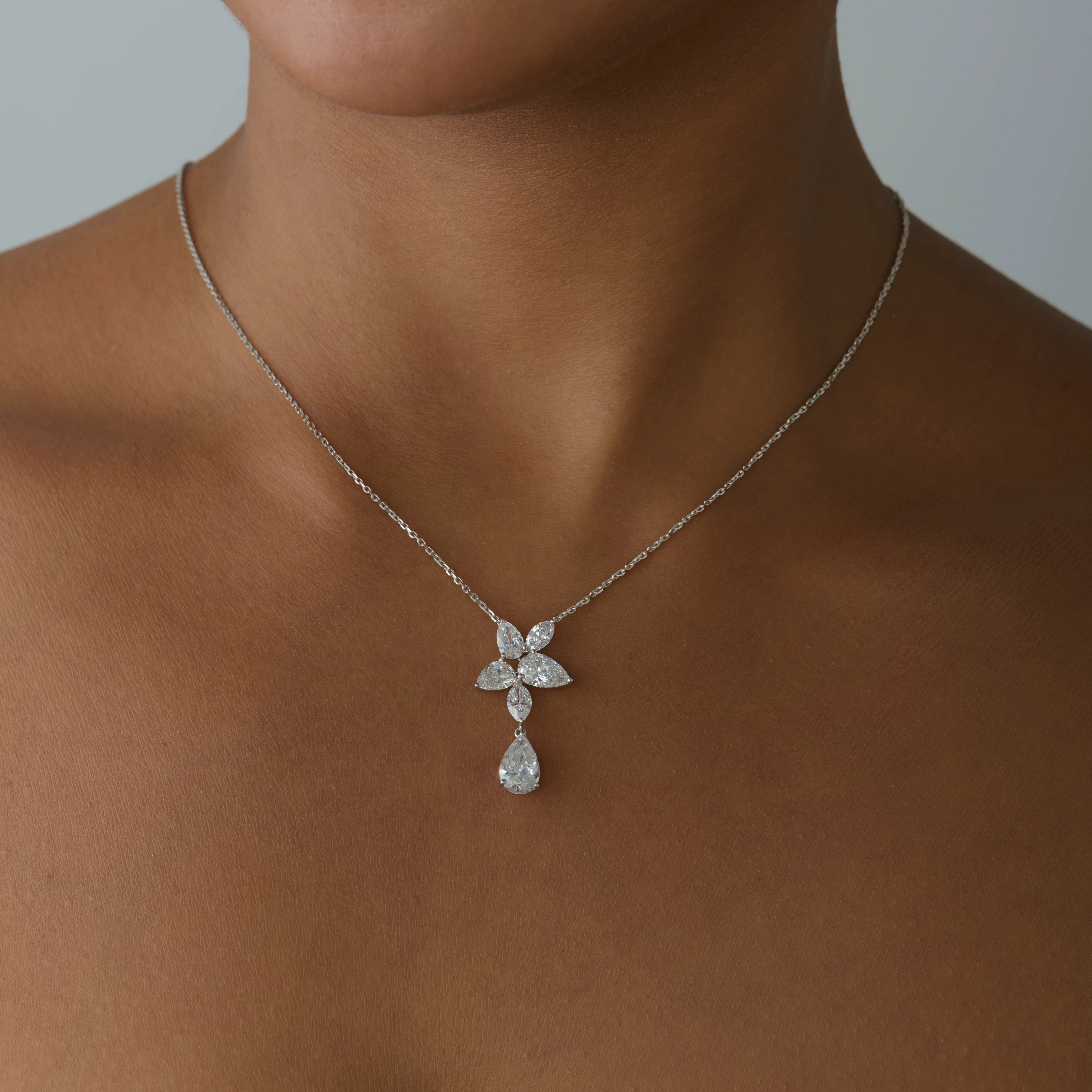 Pear and Marquise Petal Drop Pendant